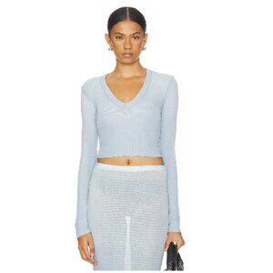 Cotton Citizen The Verona Crop U-neck Shirt, Crystalline Cast Blue | Size Small